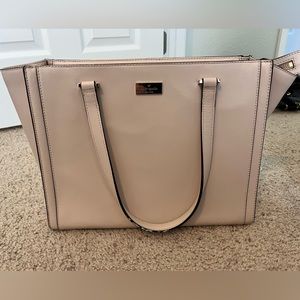 Kate Spade Light Pink/Cream Leather Tote Bag with Zip Top